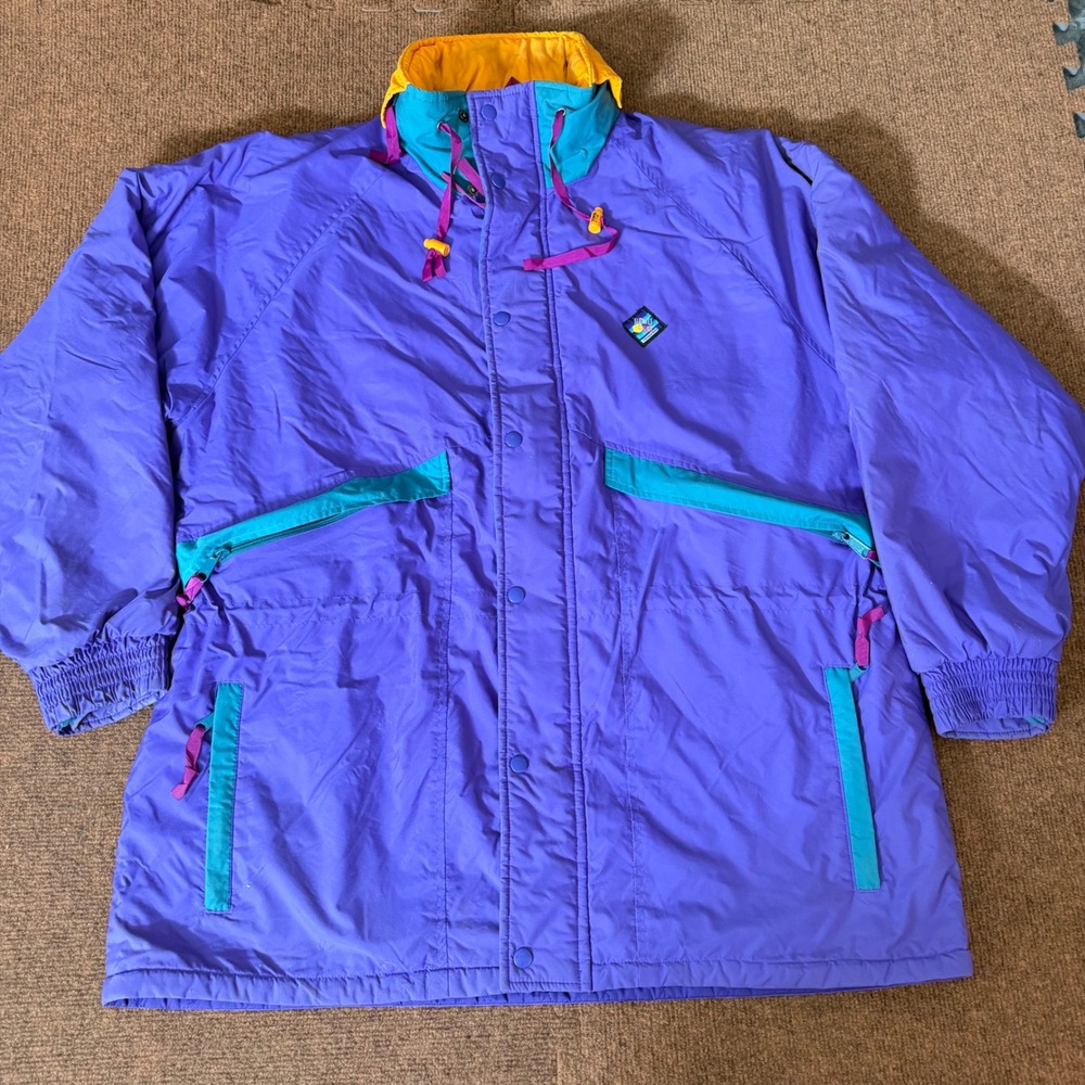 Vintage Sunbelt Sportswear Ski Jacket Purple Colorblock 90s Parka Mens XL B+ fit